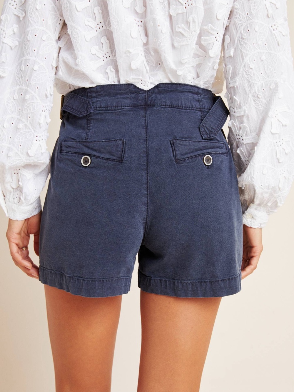 Anthropologie Navy Blue Liza High Rise Adjustable Waist Utility Shorts (Medium) - Picture 5 of 5